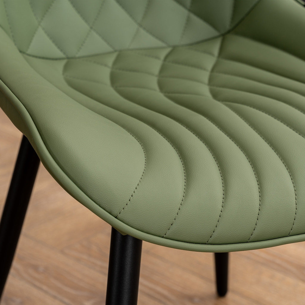 Lot de 2 chaises de salle à manger modernes en cuir rembourré sans accoudoirs