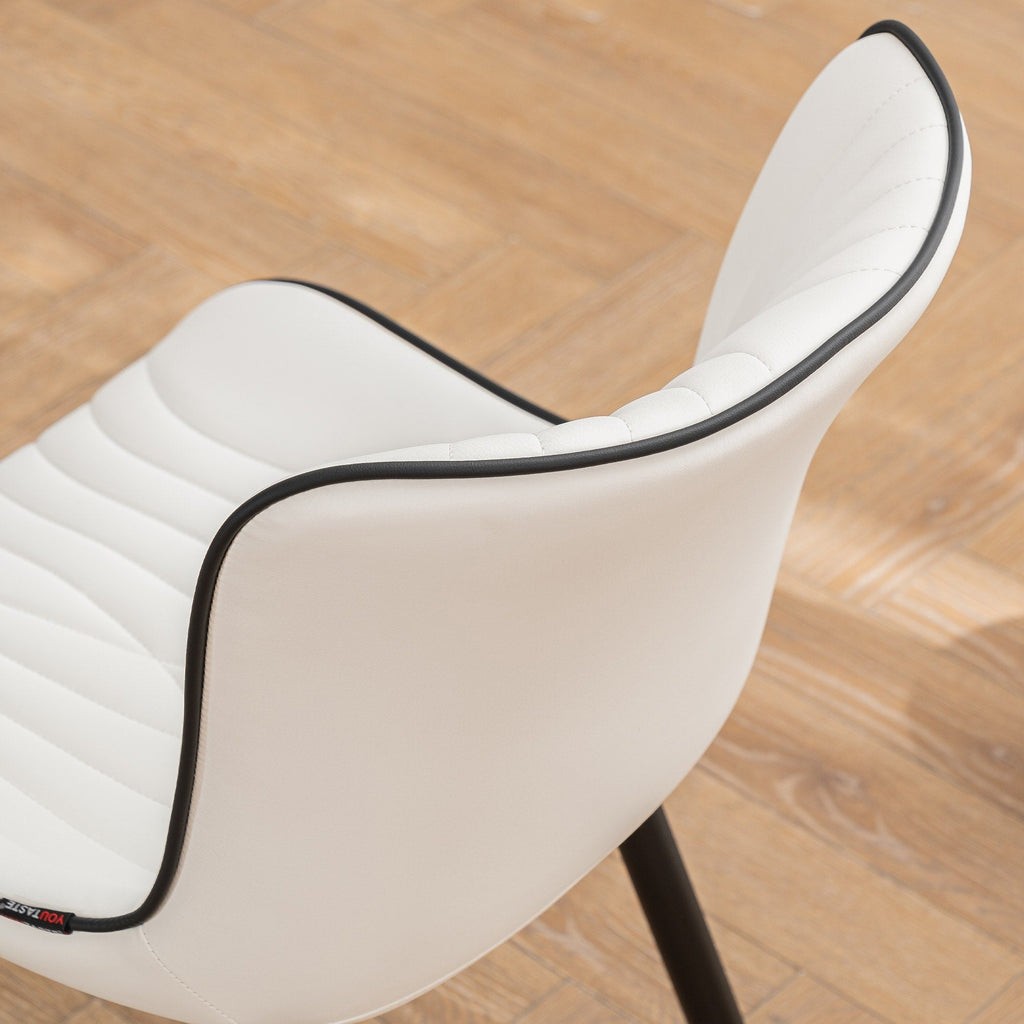 Lot de 2 chaises de salle à manger modernes en cuir rembourré sans accoudoirs