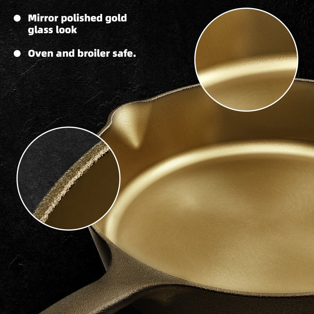 iLiving Seasoned Modern Heirloom Mirror Polished Cast Iron Skillet Pan 12 (2.7/3.7L)